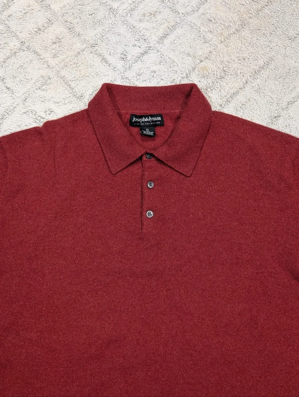 Joseph & Lyman Sweater Mens XL Red Maroon Polo Cashmere Casual Preppy